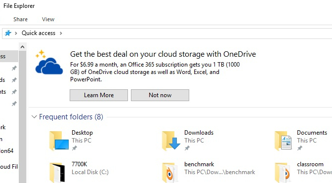 Publicidad de OneDrive en el explorador de archivos de Windows